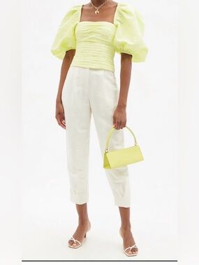 New SELF PORTRAIT taffeta yellow crop blouse 4